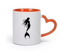 DEBINGY cerámica Taza de Cerámica para Hogar y Oficina silueta sirena solo cuerpo completo （11oz/320ml） Para café, sopa, té, leche, latte, chocolate caliente, para mujeres y hombres Naranja