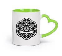 DEBINGY cerámica Taza de Cerámica para Hogar y Oficina un icono de estilo glifo del signo de yoga （11oz/320ml） Café, té, latte, leche, cacao, zumo y otras bebidas calientes Verde