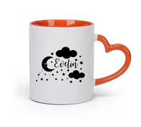 DEBINGY cerámica Taza de Cerámica para Regalo, Taza para Latte con Asa Chica Estrella Luna （11oz/320ml） Para café, sopa, té, leche, latte, chocolate caliente, para mujeres y hombres Naranja