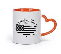 DEBINGY cerámica Taza de Cerámica para Regalo, Taza para Latte con Asa Silueta del mapa de EE. UU. （11oz/320ml） Oficina, hogar, cafetería, apto para lavavajillas y microondas Naranja