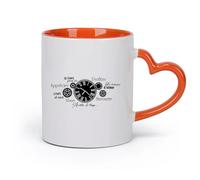 DEBINGY cerámica Taza de Cerámica Reloj francés Engranaje Sueño Cita inspiradora Amor Sala de juegos （11oz/320ml） Para té, café y bebidas calientes Naranja