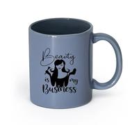 DEBINGY cerámica Taza de Cerámica Salón de belleza La belleza es mi negocio Salón de belleza El maquillaje es Pestañas Pinceles de maquillaje （11oz/320ml） Gran regalo para parejas Gris azulado