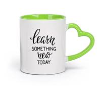 DEBINGY cerámica Taza de Cerámica Taza Aprenda algo nuevo hoy Citas inspiradoras Cultura empresarial （11oz/320ml） Apto para lavavajillas y microondas Verde