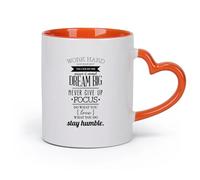 DEBINGY cerámica Taza de Cerámica Taza Cita motivadora Esfuérzate en la escuela, sé humilde （11oz/320ml） Tazas de cerámica para el hogar o el trabajo Naranja