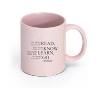 DEBINGY cerámica Taza de Cerámica Taza Citas del Dr. Seuss: libros inspiradores, lectura y aprendizaje （11oz/320ml） Para té, chocolate caliente Rosa