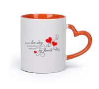 DEBINGY cerámica Taza de Cerámica Taza Citas románticas: Toda historia de amor es una pareja. （11oz/320ml） Ideal para el hogar, la oficina, cafeterías, ideas de regalo Naranja