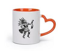 DEBINGY cerámica Taza de Cerámica Taza Un personaje haciendo la danza del sol vintage. （11oz/320ml） Para café, sopa, té, leche, latte, chocolate caliente, para mujeres y hombres Naranja
