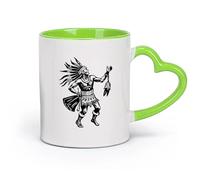 DEBINGY cerámica Taza de Cerámica Taza Un personaje haciendo la danza del sol vintage. （11oz/320ml） Para café, sopa, té, leche, latte, chocolate caliente, para mujeres y hombres Verde