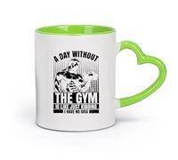 DEBINGY cerámica Taza de Cerámica Un día sin gimnasio es como bromear, no tengo ni idea de diseño gráfico. （11oz/320ml） Bebidas calientes, espresso Verde