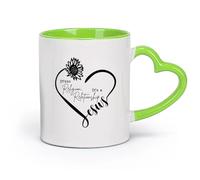 DEBINGY cerámica Taza de Cerámica Versículos de la Biblia Corazón de Jesús Esto no es religión Relación Flor （11oz/320ml） Apto para lavavajillas Verde