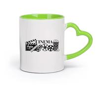 DEBINGY cerámica Taza de porcelana Cine Strip Tv Películas Sala de medios Teatro Palomitas de maíz Salón de cine （11oz/320ml） Gran regalo para parejas Verde