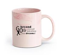 DEBINGY cerámica Taza de porcelana Citas inspiradoras de fútbol: Ve más allá y alcanza tus sueños. Lemas de fútbol. Sala de juegos. （11oz/320ml） Porcelana fina (cerámica) Rosa mármol