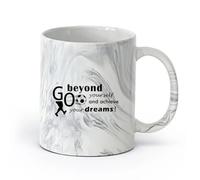 DEBINGY cerámica Taza de porcelana Citas inspiradoras de fútbol: Ve más allá y alcanza tus sueños. Lemas de fútbol. Sala de juegos. （11oz/320ml） Porcelana fina (cerámica) Negro mármol