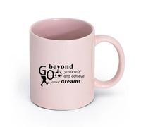 DEBINGY cerámica Taza de porcelana Citas inspiradoras de fútbol: Ve más allá y alcanza tus sueños. Lemas de fútbol. Sala de juegos. （11oz/320ml） Porcelana fina (cerámica) Rosa