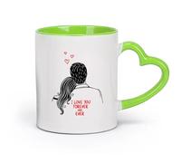 DEBINGY cerámica Taza de porcelana Citas románticas de pareja que te aman por siempre. Boda romántica impresionante. （11oz/320ml） Para cafetería o regalo Verde
