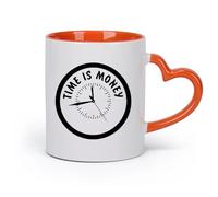 DEBINGY cerámica Taza de porcelana Citas sobre la familia: El tiempo es dinero, el trabajo en equipo, el liderazgo, la motivación y los negocios. （11oz/320ml） Apto para microondas Naranja