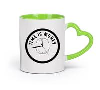 DEBINGY cerámica Taza de porcelana Citas sobre la familia: El tiempo es dinero, el trabajo en equipo, el liderazgo, la motivación y los negocios. （11oz/320ml） Apto para microondas Verde