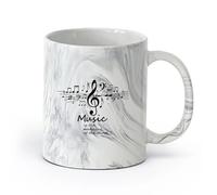 DEBINGY cerámica Taza de porcelana La música es la mejor medicina para el alma Una sala de música ideal con notas musicales （11oz/320ml） Para espresso, juego de té Negro mármol