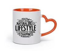 DEBINGY cerámica Taza de porcelana Palabras de estilo de vida saludable, motivación, dieta, gimnasio, centro （11oz/320ml） Apto para microondas Naranja