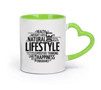 DEBINGY cerámica Taza de porcelana Palabras de estilo de vida saludable, motivación, dieta, gimnasio, centro （11oz/320ml） Apto para microondas Verde