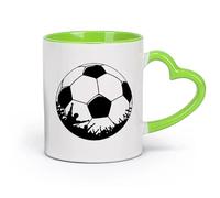 DEBINGY cerámica Taza de porcelana Sala de juegos para niños de un niño futbolista de dibujos animados （11oz/320ml） Bebidas calientes, espresso Verde