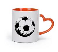 DEBINGY cerámica Taza de porcelana Sala de juegos para niños de un niño futbolista de dibujos animados （11oz/320ml） Bebidas calientes, espresso Naranja