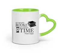 DEBINGY cerámica Taza de porcelana Tantos libros, tan poco tiempo. Citas inspiradoras. Estudiar, aprender, leer, escuela. （11oz/320ml） Para cafetería o regalo Verde