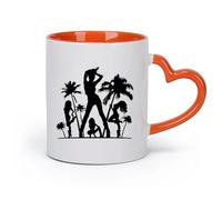 DEBINGY cerámica Taza de té atractivo sexual Chica Sensual Mujer Palm Beach Fiesta Tropical Relax （11oz/320ml） Ideal para el hogar, la oficina, cafeterías, ideas de regalo Naranja