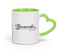 DEBINGY cerámica Taza de té Bienvenidos A Nuestro Letrero De Bienvenida En Español Bienvenidos A Nuestra Casa （11oz/320ml） Restaurante, oficina Verde