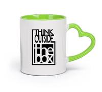 DEBINGY cerámica Taza de té Cita motivacional Piensa fuera de la caja Sala de reuniones del equipo （11oz/320ml） Apto para lavavajillas y microondas Verde
