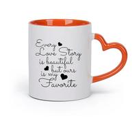 DEBINGY cerámica Taza de té Citas de amor Toda historia de amor es hermosa, pero la nuestra es mi favorita. （11oz/320ml） Para cafetería o regalo Naranja