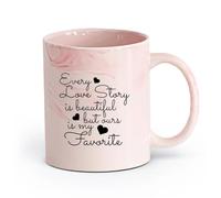 DEBINGY cerámica Taza de té Citas de amor Toda historia de amor es hermosa, pero la nuestra es mi favorita. （11oz/320ml） Para cafetería o regalo Rosa mármol