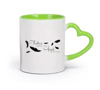 DEBINGY cerámica Taza de té Cuando un ángel se acerca, las plumas mostrarán un patrón de plumas con una cita. （11oz/320ml） Para espresso, juego de té Verde