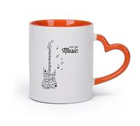 DEBINGY cerámica Taza de Té de Cerámica Citas sobre música, sentimiento y guitarra, educación escolar （11oz/320ml） Regalo para hombre o mujer Naranja
