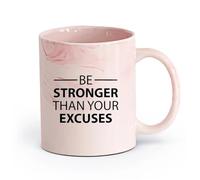 DEBINGY cerámica Taza de Té de Cerámica La motivación en el gimnasio es más poderosa que tus excusas （11oz/320ml） Bebidas calientes, espresso Rosa mármol