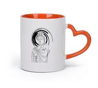 DEBINGY cerámica Taza de Té de Cerámica Línea abstracta de los dioses chinos Kuan Yin con pintura （11oz/320ml） Café, té, latte, leche, cacao, zumo y otras bebidas calientes Naranja