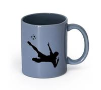 DEBINGY cerámica Taza de Té de Cerámica Tatuaje de gel para niños con temática de fútbol （11oz/320ml） Para café, sopa, té, leche, latte, chocolate caliente, para mujeres y hombres Gris azulado