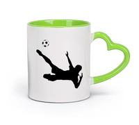 DEBINGY cerámica Taza de Té de Cerámica Tatuaje de gel para niños con temática de fútbol （11oz/320ml） Para café, sopa, té, leche, latte, chocolate caliente, para mujeres y hombres Verde