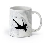 DEBINGY cerámica Taza de Té de Cerámica Tatuaje de gel para niños con temática de fútbol （11oz/320ml） Para café, sopa, té, leche, latte, chocolate caliente, para mujeres y hombres Negro mármol