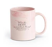DEBINGY cerámica Taza de té Escrituras Cristianas Navegando Tenemos esta esperanza como ancla para el alma Hebreos 6:19 （11oz/320ml） Porcelana fina (cerámica) Rosa mármol