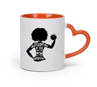 DEBINGY cerámica Taza de té Gimnasio, poder de las chicas africanas, gimnasio, cita, motivación para hacer ejercicio （11oz/320ml） Restaurante, oficina Naranja