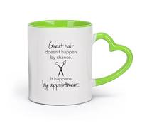 DEBINGY cerámica Taza de té Grandes frases de peinados Peinados Peluquería Tijeras de peluquería （11oz/320ml） Café, té, latte, leche, cacao, zumo y otras bebidas calientes Verde