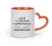 DEBINGY cerámica Taza de té Investigación sobre el modelo de apertura de bibliotecas y librerías: citas de lectura （11oz/320ml） Apto para microondas Naranja