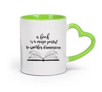 DEBINGY cerámica Taza de té Investigación sobre el modelo de apertura de bibliotecas y librerías: citas de lectura （11oz/320ml） Apto para microondas Verde