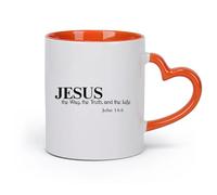 DEBINGY cerámica Taza de té Jesús es el camino, la verdad y la vida. Juan 14:6. Versículo bíblico cristiano. Citas inspiradoras. （11oz/320ml） Apto para microondas Naranja