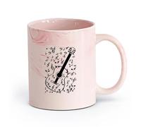 DEBINGY cerámica Taza de té latte de porcelana Auriculares Música DJ Instrumento Guitarra Notas （11oz/320ml） Ideal para el hogar, la oficina, cafeterías, ideas de regalo Rosa mármol