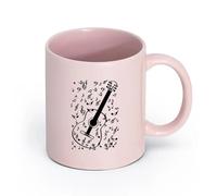 DEBINGY cerámica Taza de té latte de porcelana Auriculares Música DJ Instrumento Guitarra Notas （11oz/320ml） Ideal para el hogar, la oficina, cafeterías, ideas de regalo Rosa