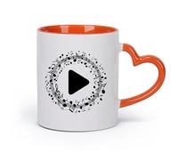 DEBINGY cerámica Taza de té latte de porcelana Botón de inicio de música Nota de canción Botón de canción （11oz/320ml） Regalo para hombre o mujer Naranja