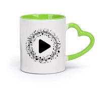 DEBINGY cerámica Taza de té latte de porcelana Botón de inicio de música Nota de canción Botón de canción （11oz/320ml） Regalo para hombre o mujer Verde