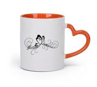 DEBINGY cerámica Taza de té latte de porcelana Mariposa Desierto Pastizal Alas Verano Música Melodía （11oz/320ml） Para té, chocolate caliente Naranja